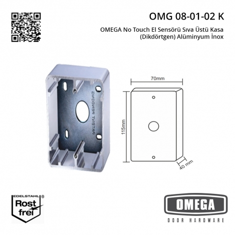OMEGA Temassız El Sensörü Sıva Üstü Kasa (Dikdörtgen) Alüminyum İnox