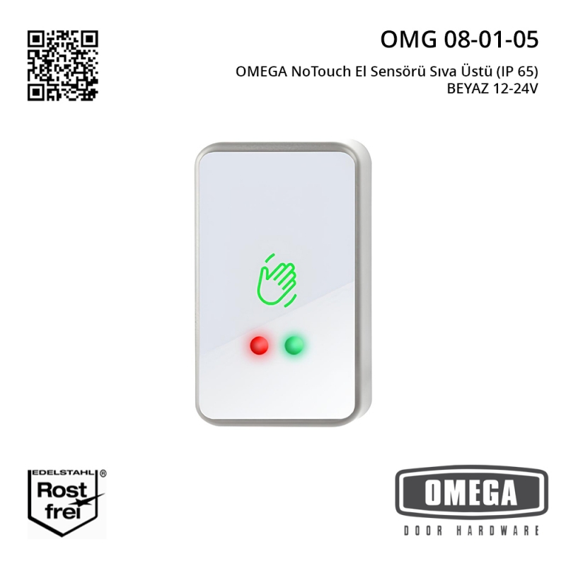 OMEGA Temassız El Sensörü Sıva Üstü (IP 65) BEYAZ 12-24V
