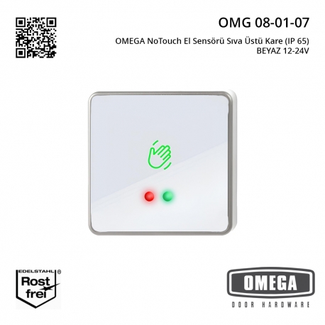 OMEGA Temassız El Sensörü Sıva Üstü Kare (IP 65) BEYAZ 12-24V