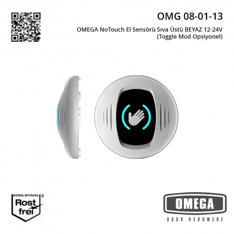 OMEGA Temassız El Sensörü Sıva Üstü BEYAZ 12-24V (Toggle Mod Opsiyonel)