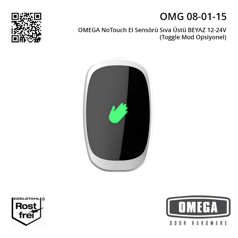 OMEGA Temassız El Sensörü Sıva Üstü BEYAZ 12-24V (Toggle Mod Opsiyonel)